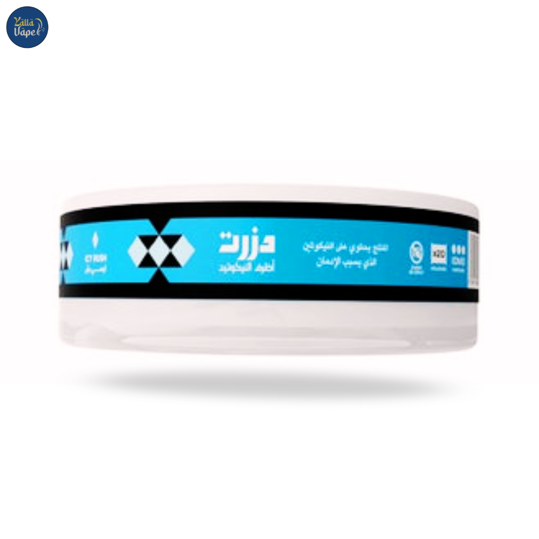 Close-up of Dzrt Icy Rush 10mg Nicotine Pouches showcasing sleek, icy mint pods – the ultimate tobacco-free choice in Dubai.