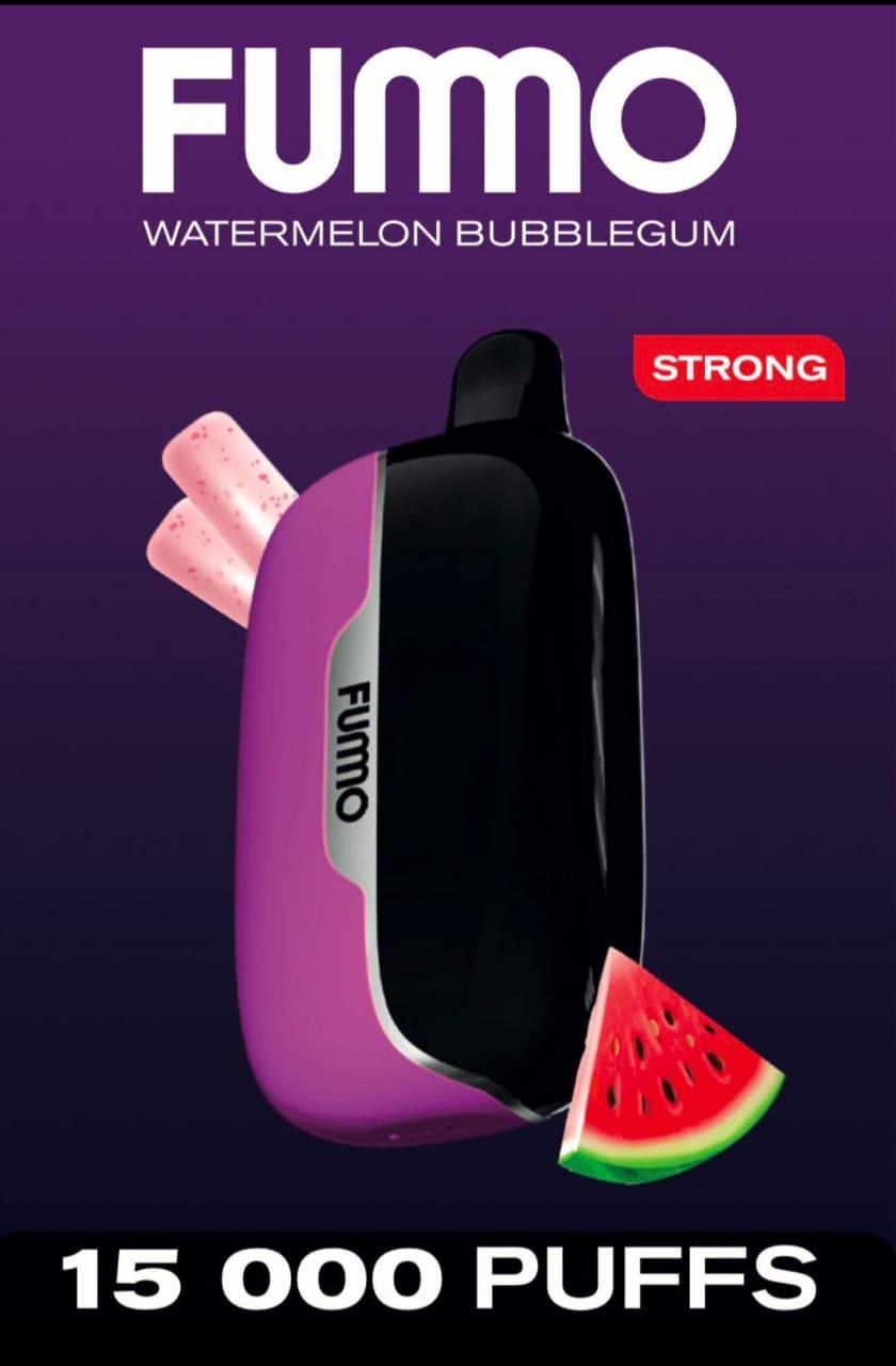 Fummo Power 15K Puffs Watermelon Bubblegum disposable vape – sweet watermelon & nostalgic bubblegum blend in sleek design for Dubai, Abu Dhabi, Sharjah & UAE