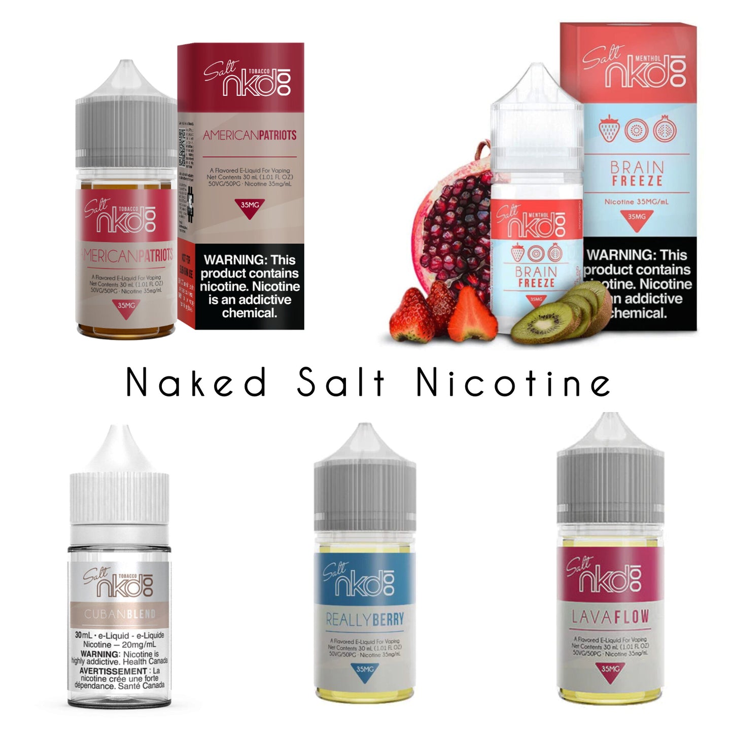 Naked 30ml Salt Nicotine 20mg Vape Juice Bottle showing Bold & Smooth Flavor for Dubai UAE Vapers