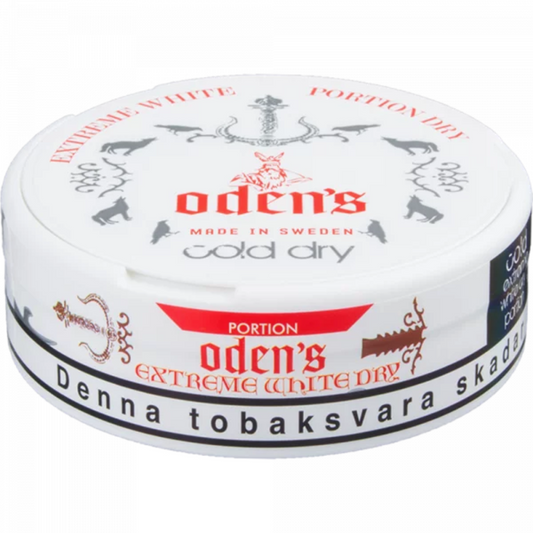 Odens Extreme White Cold Dry 22mg Snus pouch – ultra-strong Swedish mint nicotine, tobacco-free all-white discrete pouches, 1-2 h delivery in Dubai, Abu Dhabi & UAE