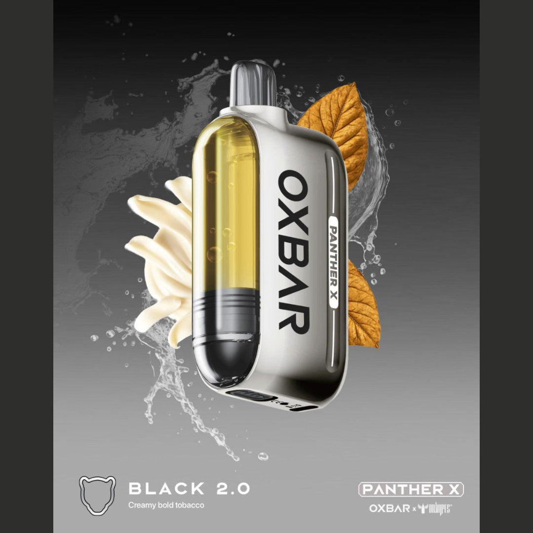 Oxbar Panther X 50K — Black 2.0 bold tobacco-style disposable vape, 50,000 puffs — UAE sellers