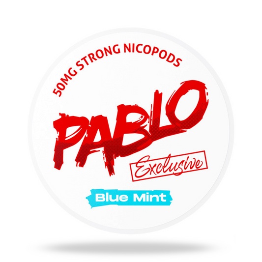 Pablo Exclusive Blue Mint 50mg Nicotine Pouches – Premium 50mg Strong Nicopods, tobacco‑free pouches delivering an ultra-potent 50mg nicotine kick with an invigorating blue mint burst, designed for discreet, mess‑free satisfaction for discerning users in Dubai and across the UAE.