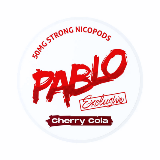 Experience intense satisfaction with Pablo Exclusive Cherry Cola 50mg Nicotine Pouches – A superior, all‑white pouch featuring a vibrant cherry cola taste and robust nicotine delivery, ideal for vaping enthusiasts in Dubai and the UAE.