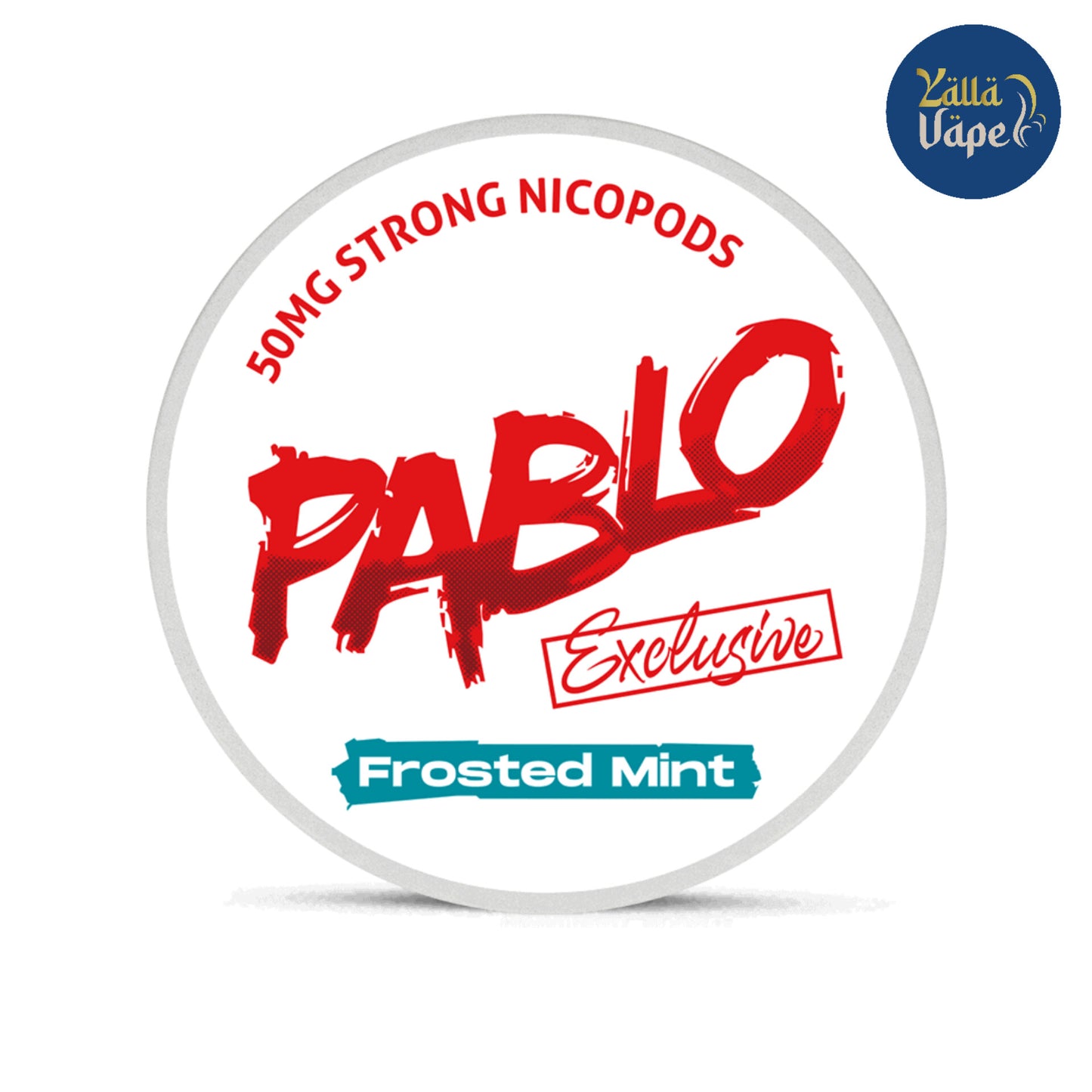 Close-up of Pablo Exclusive Frosted Mint 50mg Strong Nicopods – premium, all-white, tobacco-free snus delivering an intense frosted mint burst and a powerful 50mg nicotine punch. Designed for experienced users, these slim, discreet pouches offer consistent, on-the-go satisfaction for Dubai, Abu Dhabi, and the entire UAE marketplace.
