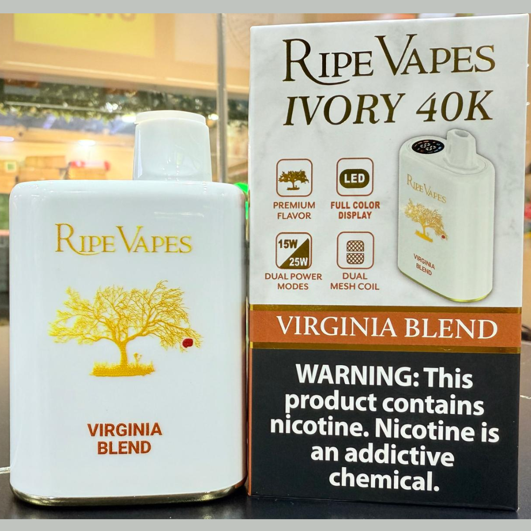 Ripe Vapes IVORY 40K — Virginia Blend 40,000 puffs tobacco-style disposable vape, Abu Dhabi & UAE stock