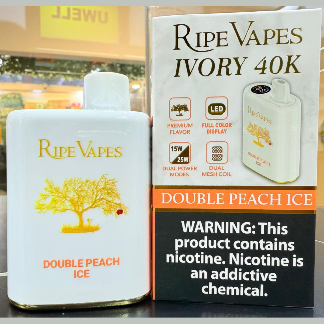 Ripe Vapes IVORY 40K — Double Peach Ice flavor, 40,000 puffs disposable — buy across Dubai, Abu Dhabi, UAE
