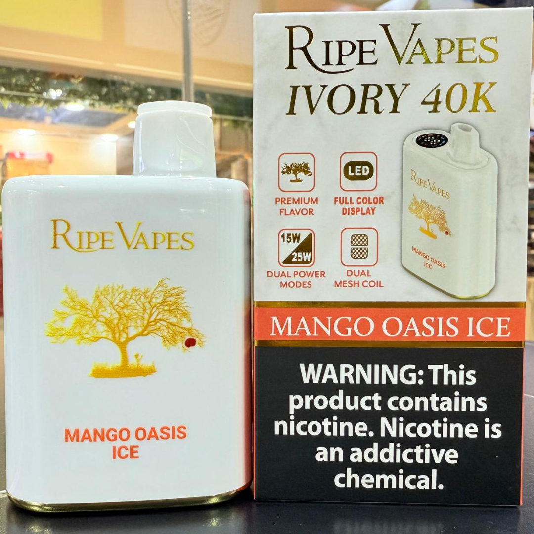 Ripe Vapes IVORY 40K — Mango Oasis Ice flavor 40,000 puffs disposable, shop Sharjah & UAE online