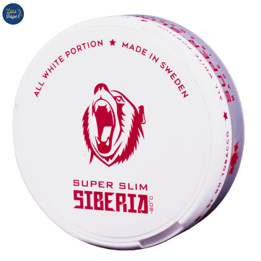 Premium Siberia Super Slim Nicotine Pouches in all white, delivering 21.45mg of nicotine with a -80°C icy mint sensation, ideal for UAE users.