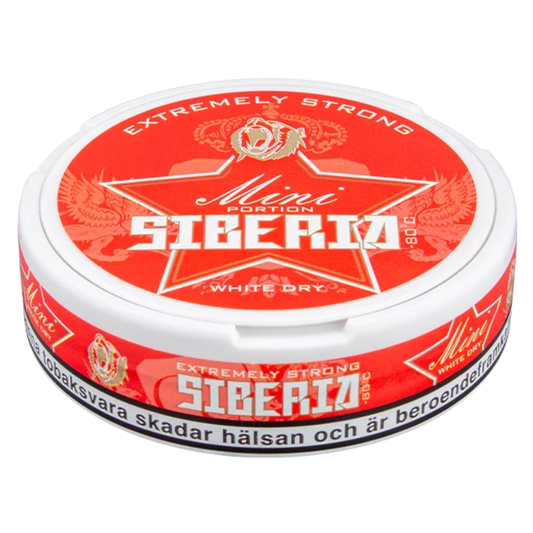 Siberia White Dry Red Mini snus portion pack, 21.5mg strong, white dry, Fast Dubai & across UAE delivery.
