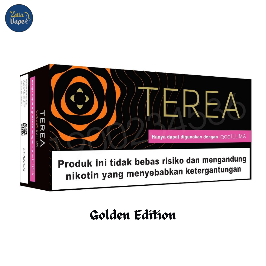 IQOS TEREA Golden Edition 10-pack tobacco sticks, Made in Indonesia, premium flavor, Dubai & UAE delivery.