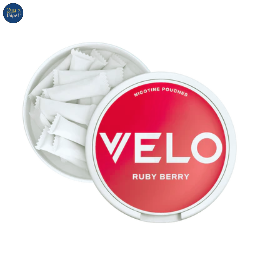 Velo Ruby Berry 6mg 2 Dots Nicotine Pouches – formerly Blushy Berry – showcasing sleek packaging and vibrant berry flavor. Original VELO made in Sweden available in across the UAE with Best Price & fastest delivery.