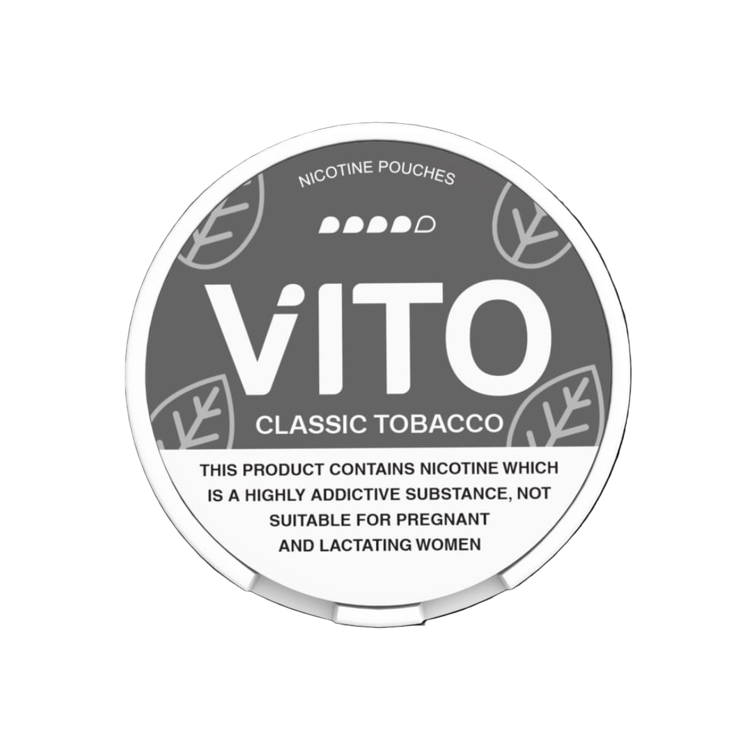 VITO Classic Tobacco nicotine pouches 14mg — authentic tobacco note, 20 pouches, smoke-free and discreet; delivery across UAE