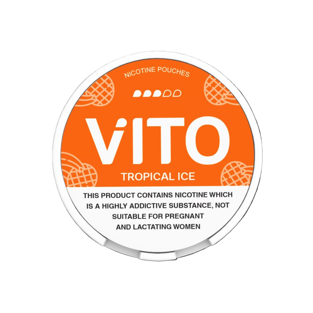 VITO Tropical Ice 10mg nicotine pouches — UAE-made 20 slim pouches; tropical fruits + icy mint, tobacco-free; buy Dubai & UAE