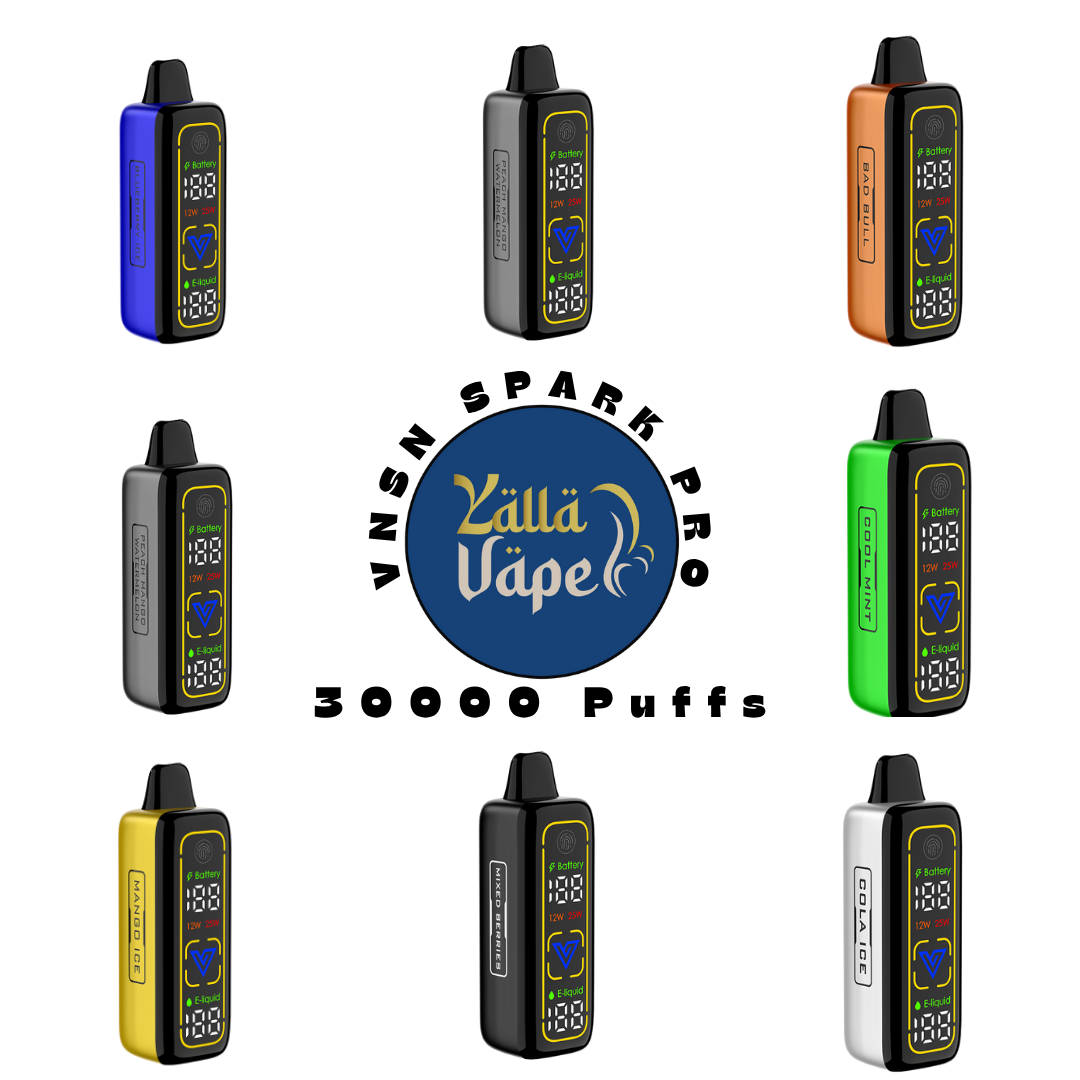 VNSN Spark Pro 30000 Puffs disposable vapes – 15+ flavors, USB-C rechargeable, 5% salt nicotine; Dubai, Abu Dhabi, Sharjah & UAE
