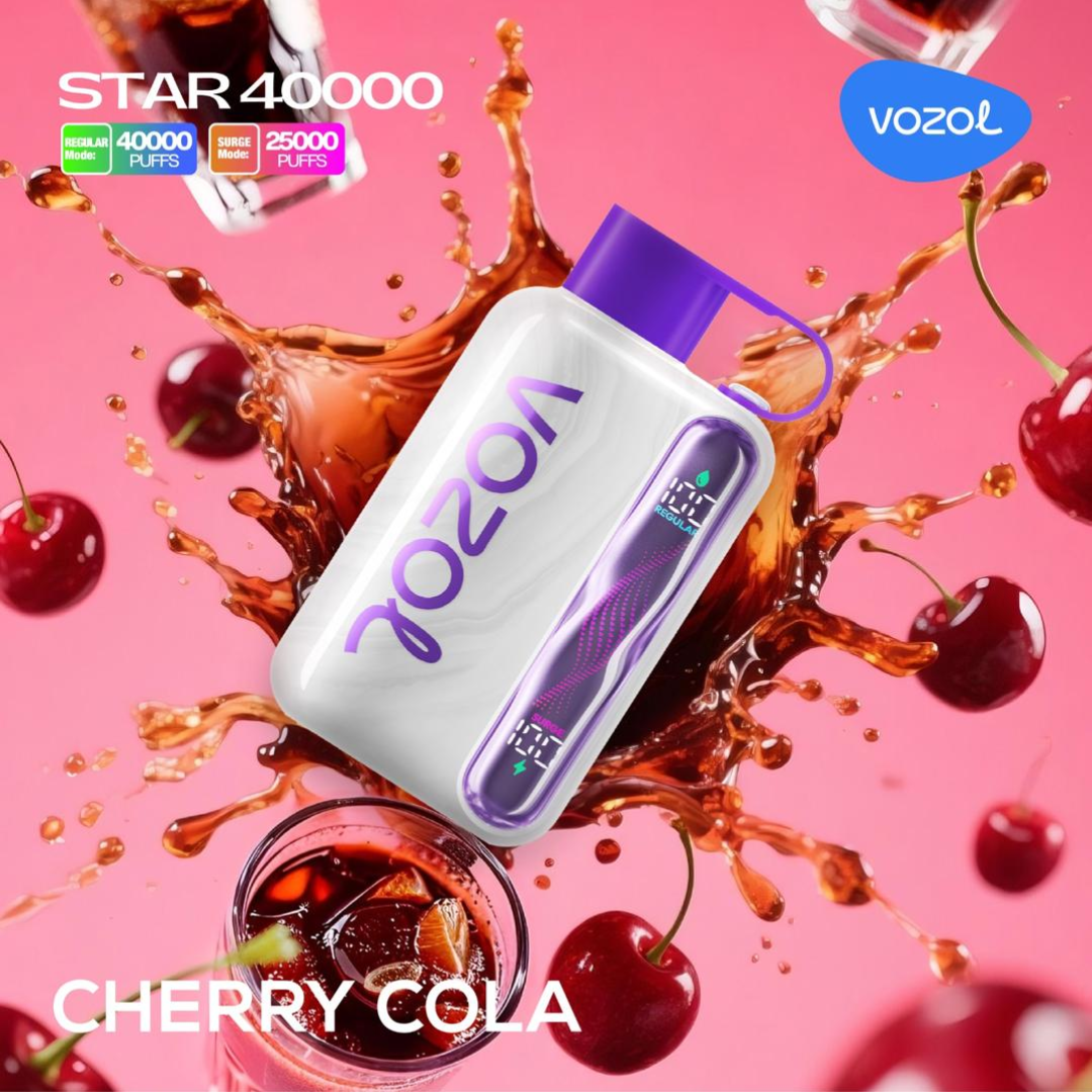 Vozol Star 40K Cherry Cola disposable vape, long-life 1000mAh battery, available across UAE.