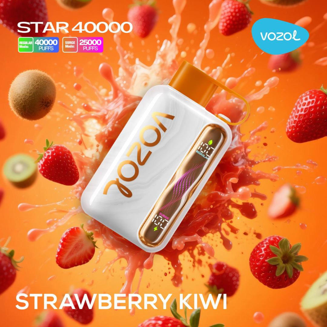 Vozol Star 40K Strawberry Kiwi disposable vape, real fruit taste, long life battery, Dubai stock.