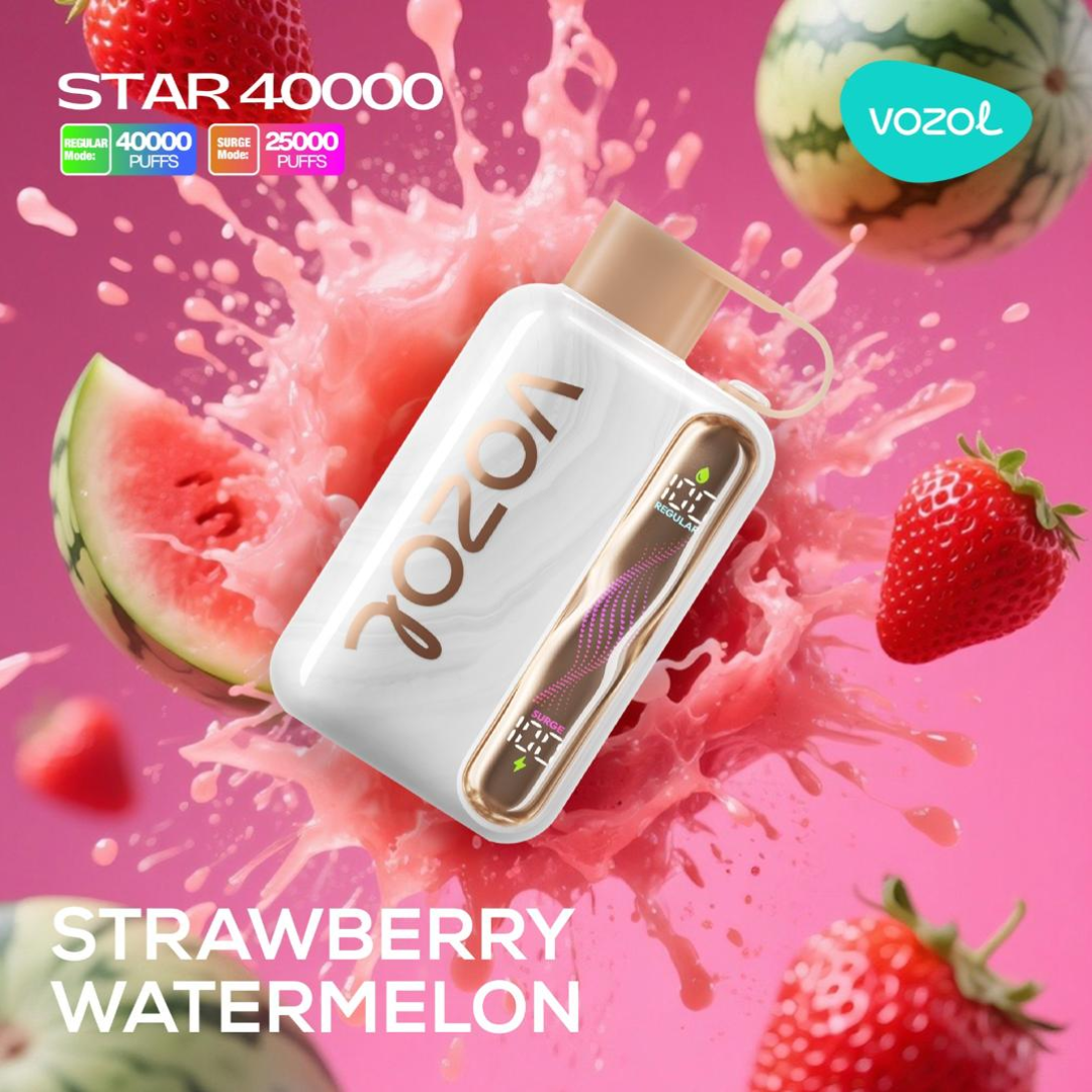 Vozol Star 40000 Strawberry Watermelon disposable vape, juicy duo flavor, available UAE.