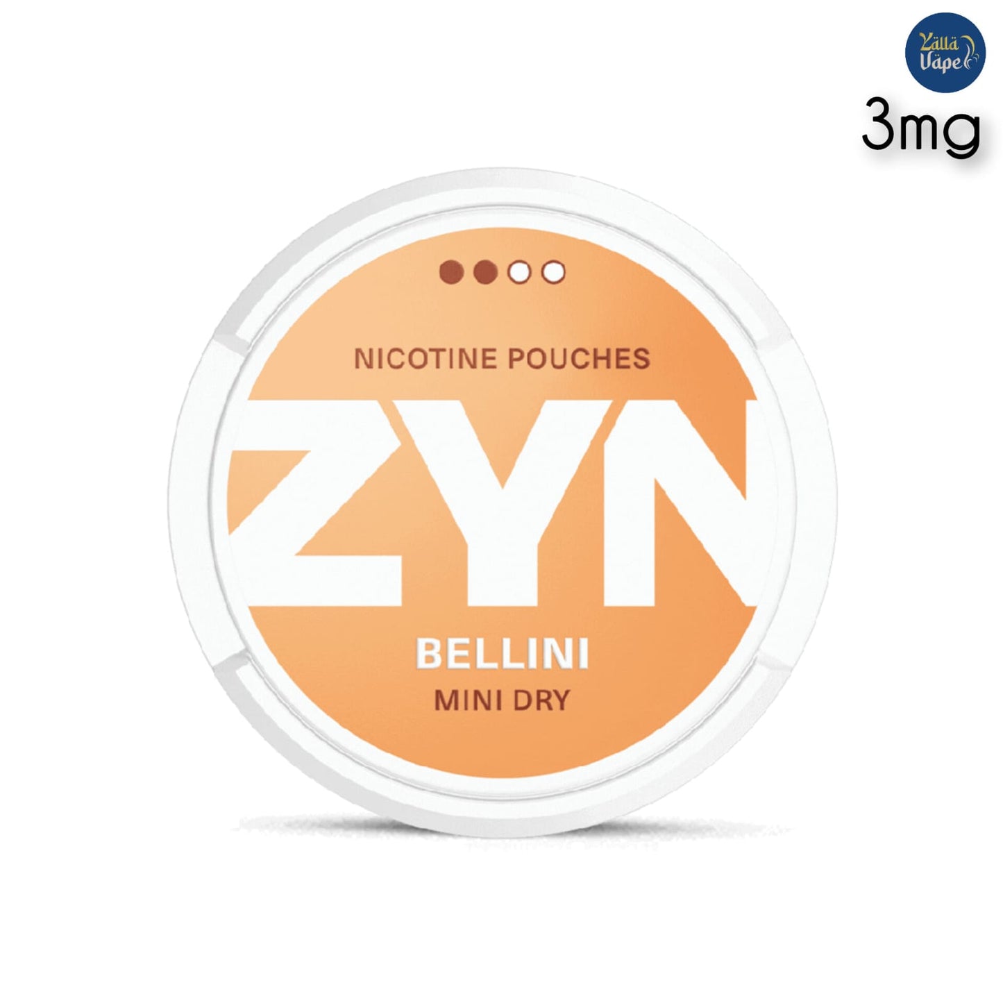 ZYN Bellini Mini Dry 3mg Nicotine Pouches – premium, tobacco-free mini pouches delivering a delightful blend of sweet peach and green grape flavors, inspired by the classic Italian Bellini cocktail, for a discreet and satisfying nicotine experience in Dubai, UAE.
