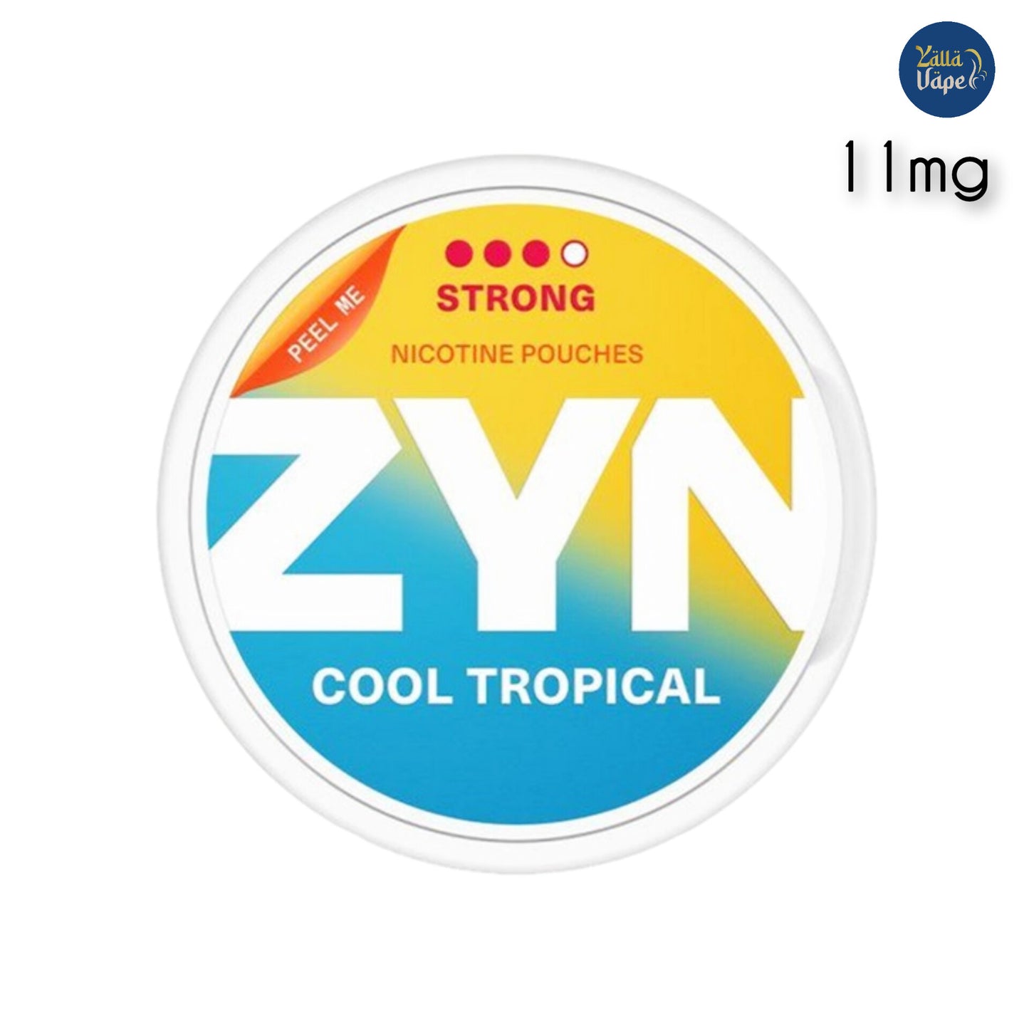 High-quality image of ZYN Cool Tropical Strong 11mg Nicotine Pouches – tobacco-free, slim pouches delivering a refreshing tropical and cooling menthol burst, available in Dubai, UAE.
