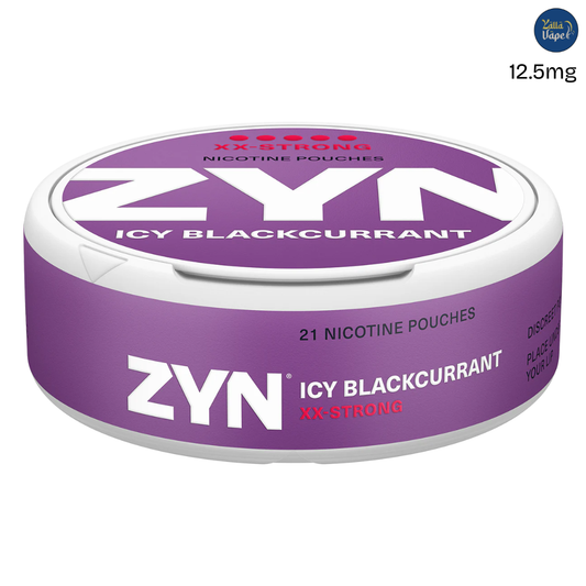 ZYN Icy Blackcurrant XX-Strong 12.5mg — 21 slim tobacco-free pouches, icy blackcurrant menthol; authentic, ships Dubai, Abu Dhabi & UAE.
