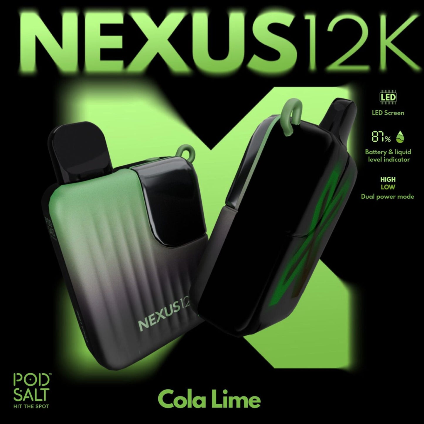 Pod Salt Nexus 12k Puffs Cola Lime Disposable Vape. Pod Salt Nexus 12000 Puffs Disposable Vape Cola Lime flavors