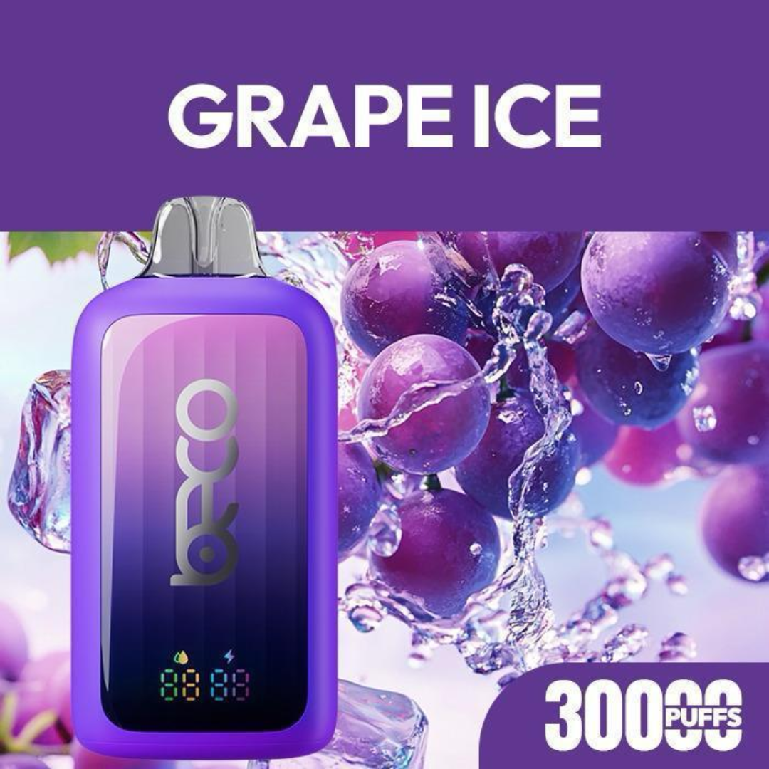 Beco Pop 30000 Puffs 20mg Disposable Vape – Grape Ice flavor (icy menthol grape taste).