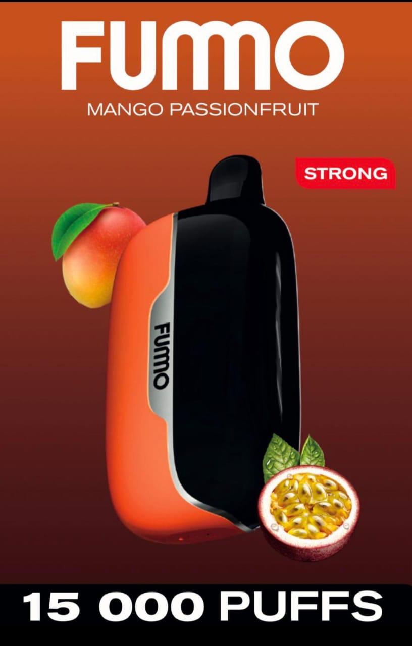 Fummo 15K Puffs Mango Passionfruit disposable vape with vibrant tropical duo‑flavor and sleek design for Dubai, Abu Dhabi, Sharjah & UAE marketplace