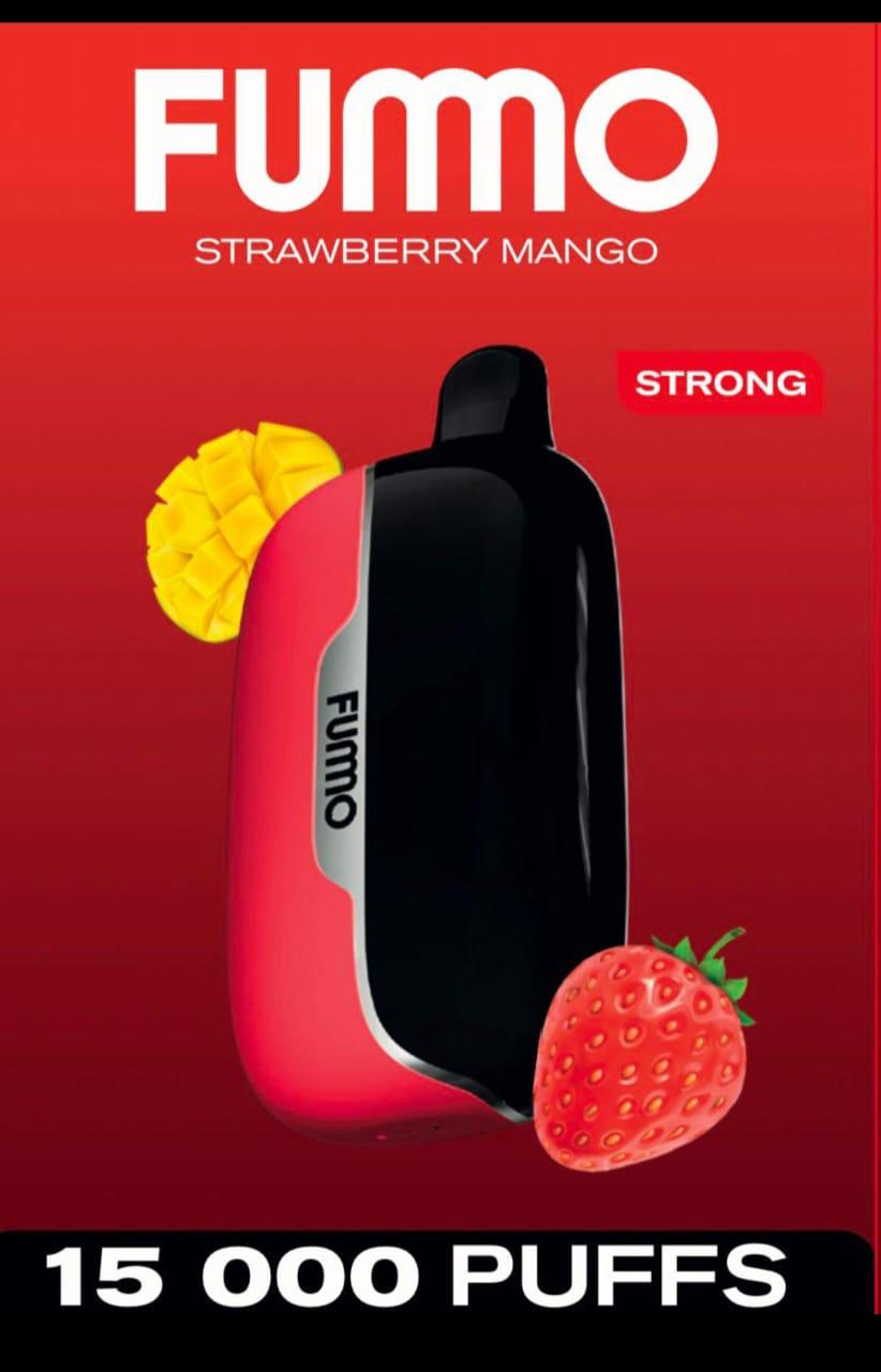 Fummo Power 15K Puffs Strawberry Mango disposable vape – bold strawberry & juicy mango fusion, sleek LED design for Dubai, Abu Dhabi, Sharjah & UAE image SEO