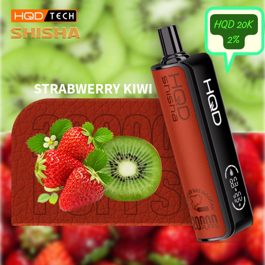 HQD Shisha 20000 puffs vape in Strawberry Kiwi flavor, 20mg nicotine.