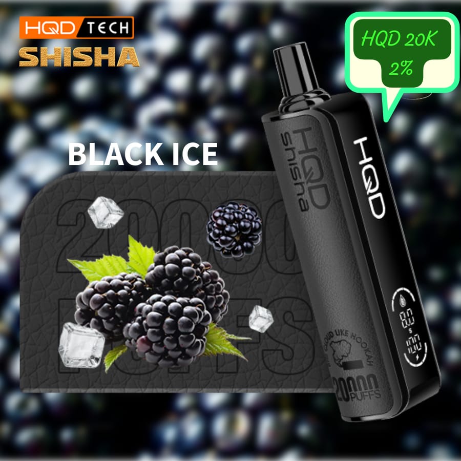 HQD Shisha 20000 puffs vape in Black Ice flavor, 20mg\2% nicotine.