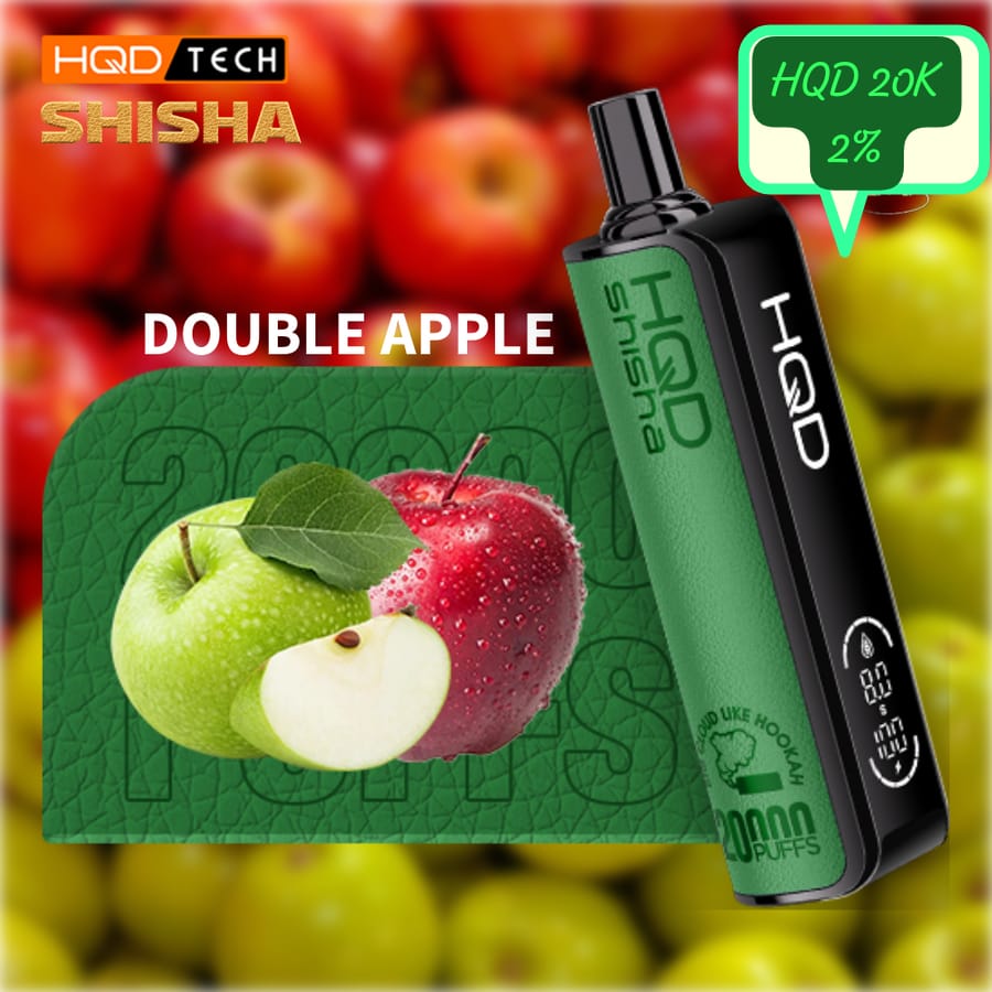 HQD Shisha 20000 puffs vape in Double Apple flavor, 20mg\2% nicotine.