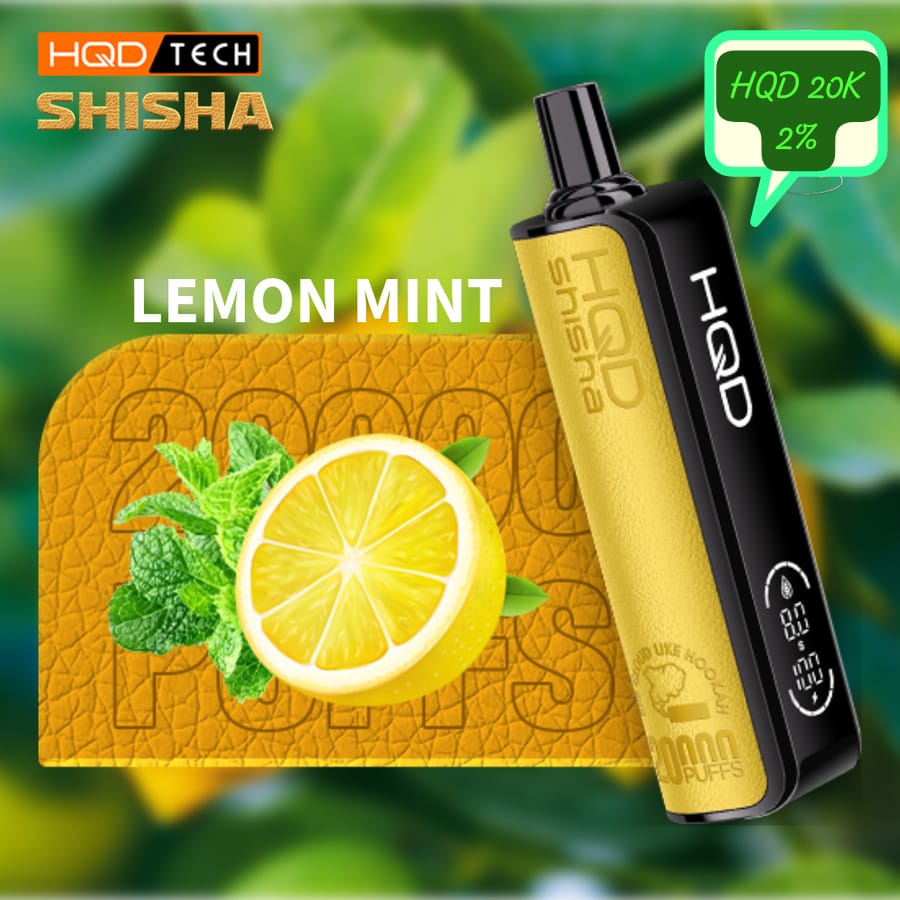 HQD Shisha 20000 puffs vape in Lemon Mint flavor, 20mg nicotine.
