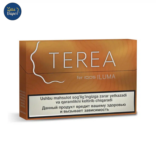 IQOS TEREA Amber 10-pack heat sticks box, made in Uzbekistan, amber flavor for smoke-free experience in Dubai & UAE
