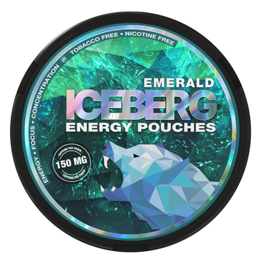 Iceberg Emerald 150 mg mint energy pouch – tobacco-free caffeine boost, sugar-free slim design for discreet use with fast delivery across Dubai & UAE