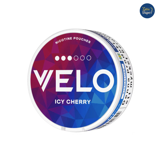 Velo Nicotine Pouches ICY CHERRY 3 dot. 
Velo SNUS ICY CHERRY 10mg.
Velo Icy Cherry Extra Strong 