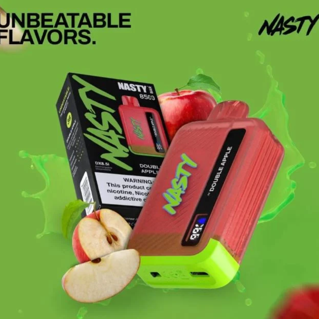 Nasty Bar 8500 Puffs – Double Apple flavor: classic blend of sweet red and tangy green apples.