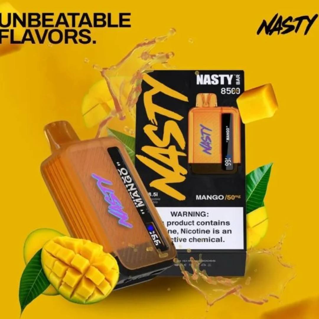 Nasty Bar 8500 Puffs – Mango flavor: sweet and ripe mango.