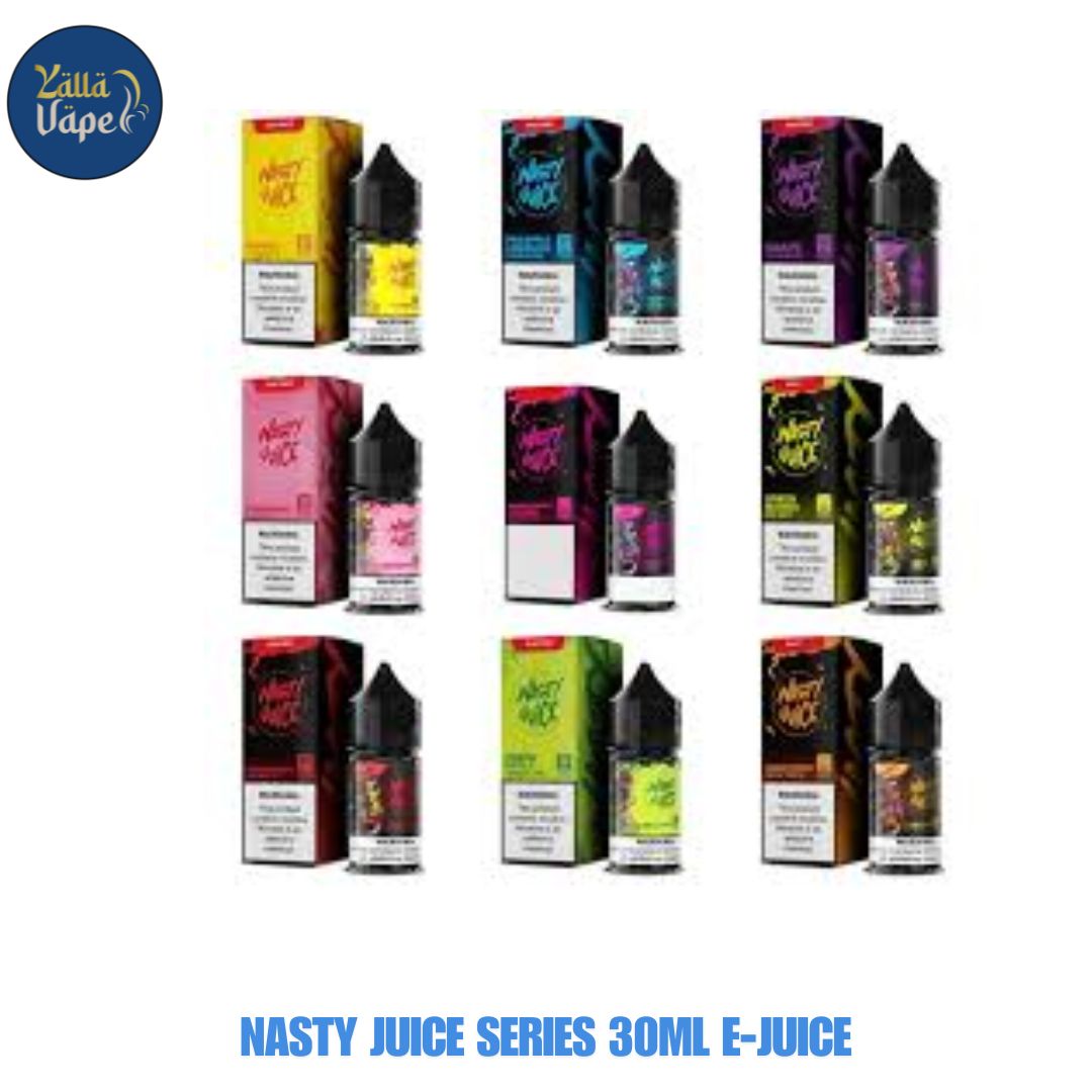 Buy Nasty 30ml Salt Nic E-Liquid 35mg 50mg in UAE Premium Pod Vape Juice with Green Mango, Peach Ice, Passion Fruit, Coffee, Energy Drink, Blue Razz, Strawberry Ice, Watermelon Ice, Grape Ice, Cola Ice, Spearmint, Peach Mango, Berry Bomb, Pineapple Ice, Pineapple Lychee, Vanilla Tobacco, Watermelon Apple, Strawberry Milkshake, Strawberry Watermelon and Pineapple Kiwi