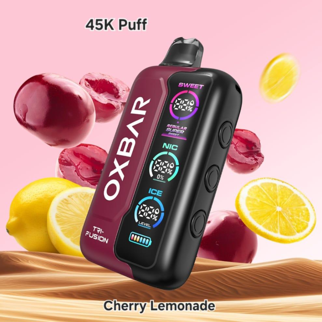 Oxbar Tri-Fusion 45000 Puffs Cherry Lemonade vape – tangy cherry lemonade flavor, express delivery Dubai & Abu Dhabi