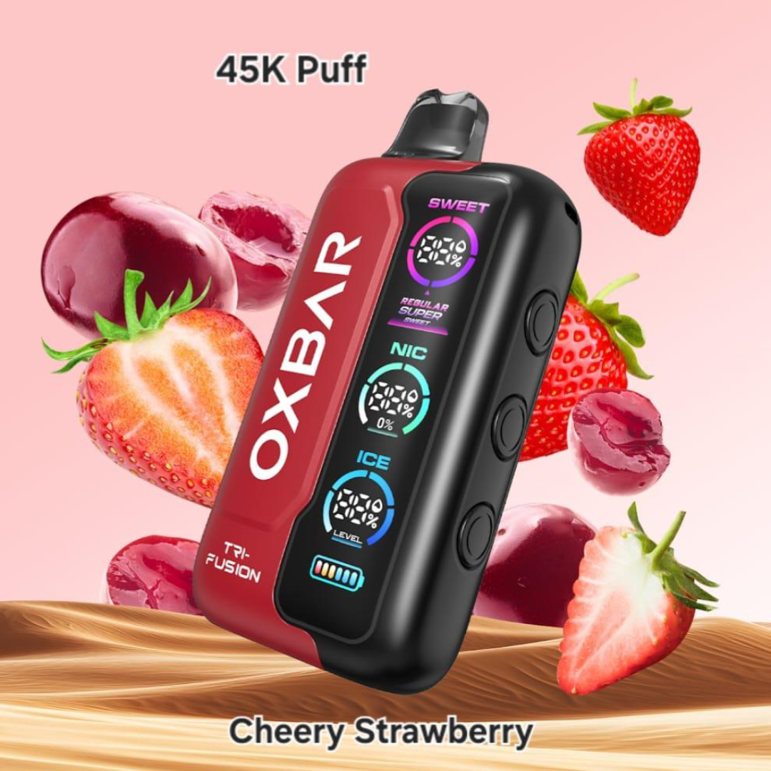 Oxbar Tri-Fusion 45000 Puffs Cherry Strawberry vape – sweet cherry and strawberry mix, free shipping UAE-wide