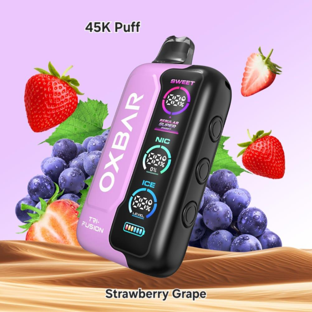 Oxbar Tri-Fusion 45000 Puffs Strawberry Grape vape – sweet grape & strawberry fusion, quick delivery Dubai & UAE