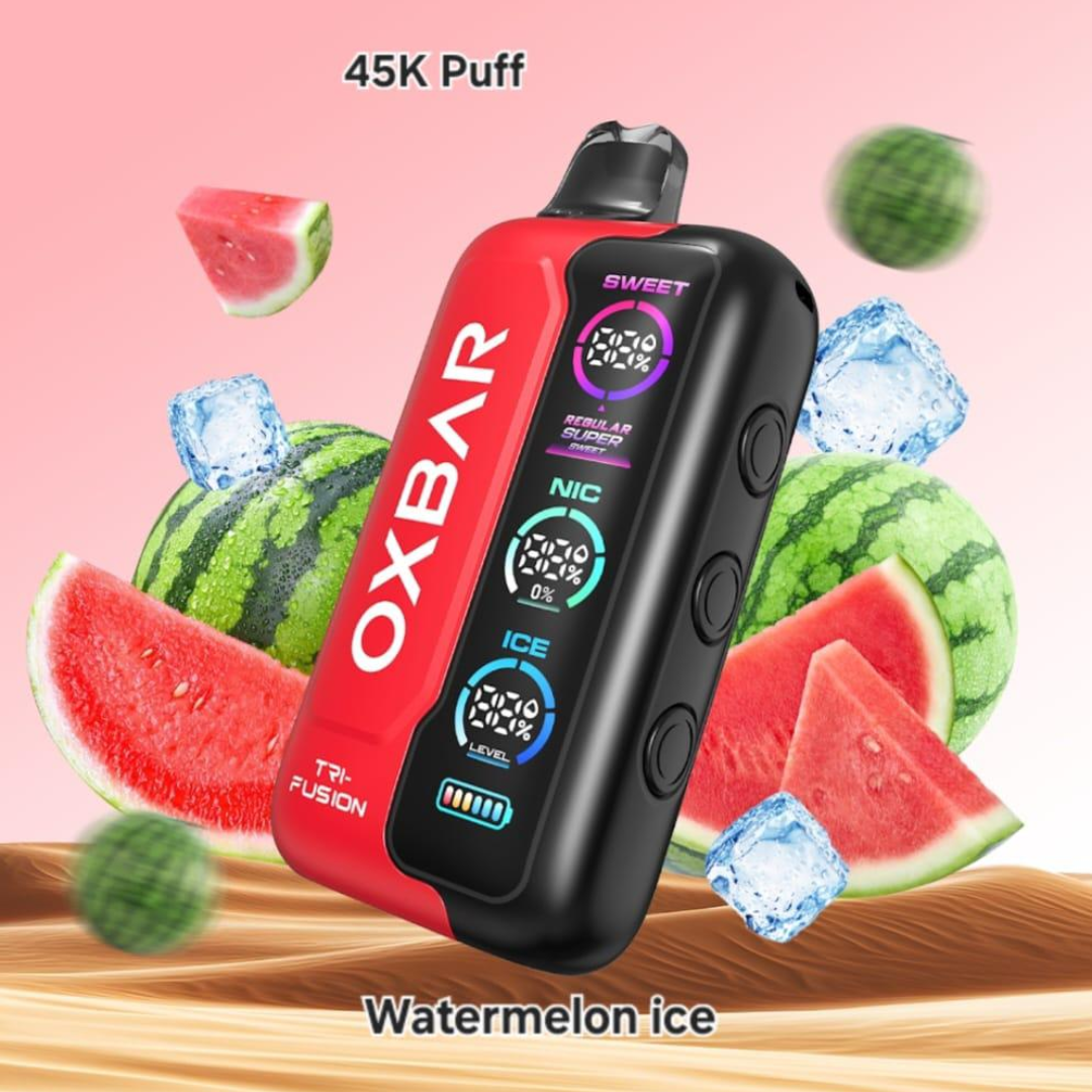 Oxbar Tri-Fusion 45000 Puffs Watermelon Ice vape – cool watermelon mint, fast shipping across Dubai & UAE