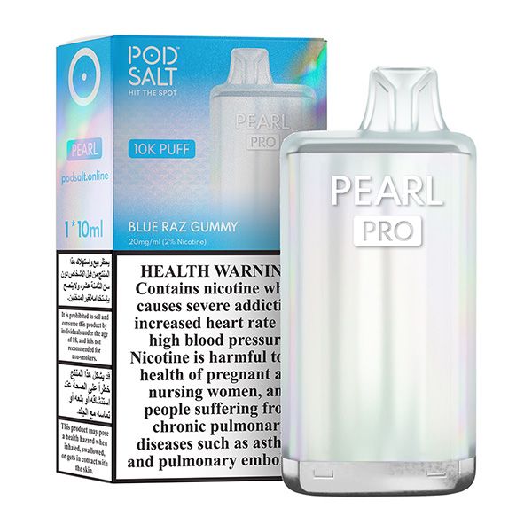 Pod Salt Pearl Pro 10000 Puffs Blue Razz Gummy 20mg Disposable Vape sweet blue raspberry candy flavor in UAE