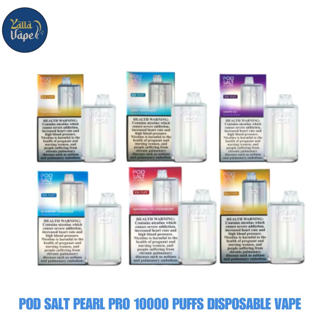 Pod Salt Pearl Pro 10000 Puffs 20mg Disposable Vape all flavors including Berry Menthol, Blue Razz Gummy, Blueberry Lemonade, Grape Ice, Lemon Lime, Peach Mango, Strawberry Lime, Summer Dreams, Sweet Mint Burst and Watermelon Strawberry available in Dubai, Abu Dhabi and UAE