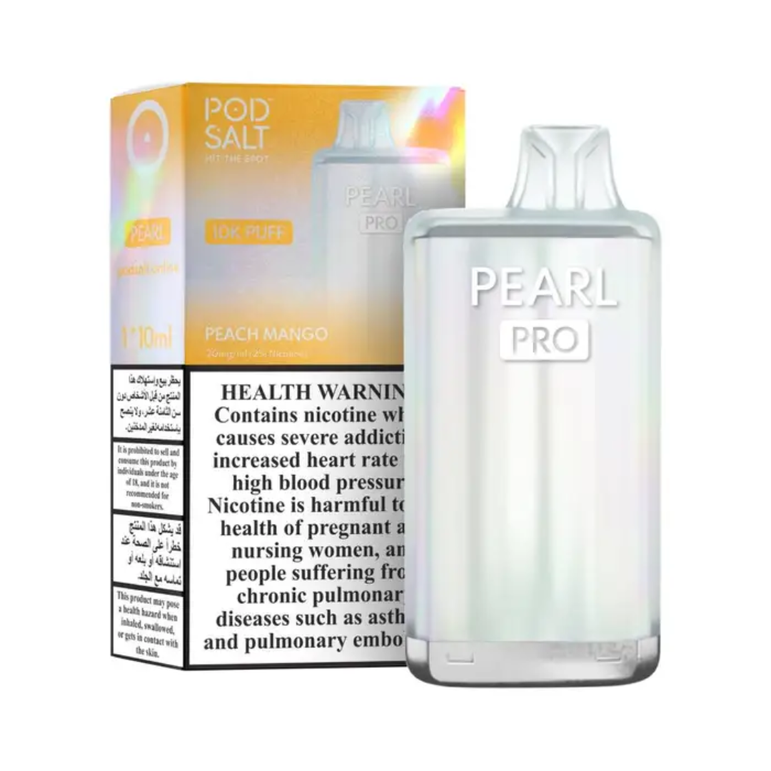 Pod Salt Pearl Pro 10000 Puffs Peach Mango 20mg Disposable Vape tropical peach mango flavor available in UAE