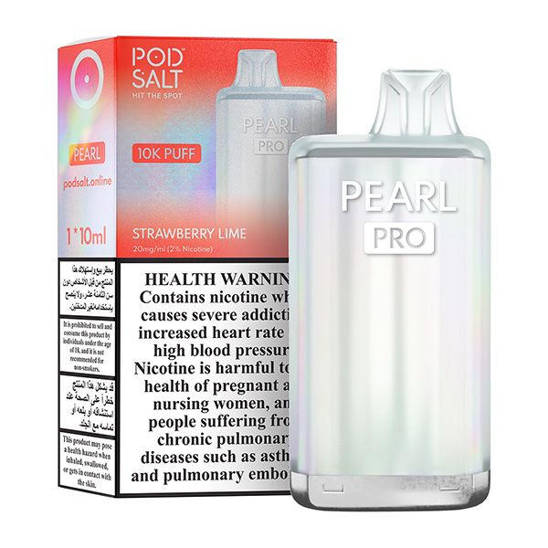 Pod Salt Pearl Pro 10000 Puffs Strawberry Lime 20mg Disposable Vape sweet strawberry with tangy lime flavor in UAE