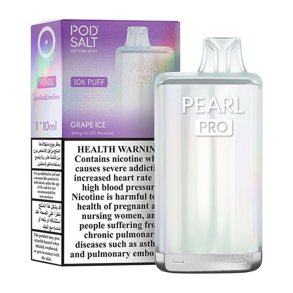 Pod Salt Pearl Pro 10000 Puffs Grape Ice 20mg Disposable Vape juicy grape with icy cooling flavor available across UAE