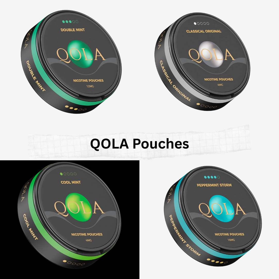 Premium Qola Nicotine Pouches Double Mint, Classical Original, Peppermint Storm and Cool Mint flavors for sale in Dubai, Abu Dhabi and UAE