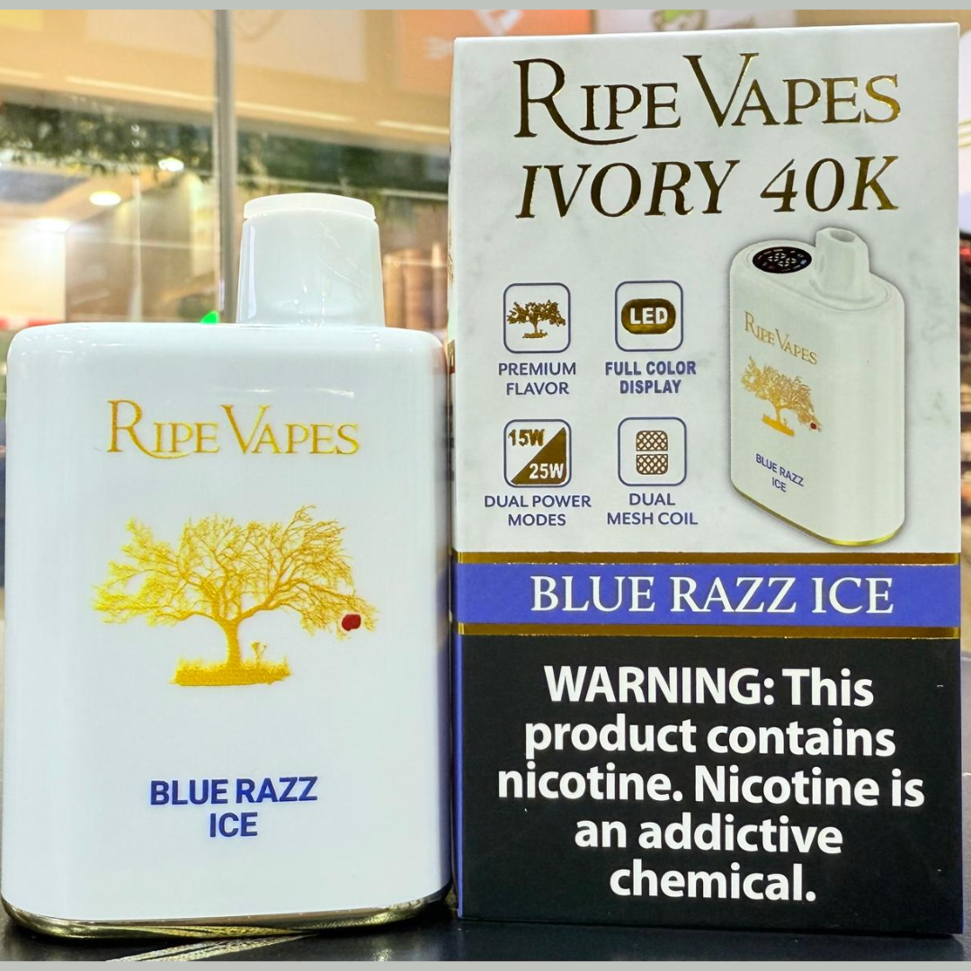 Ripe Vapes IVORY 40K — Blue Razz Ice 40,000 puffs disposable vape, buy online Dubai, Sharjah, Abu Dhabi, UAE