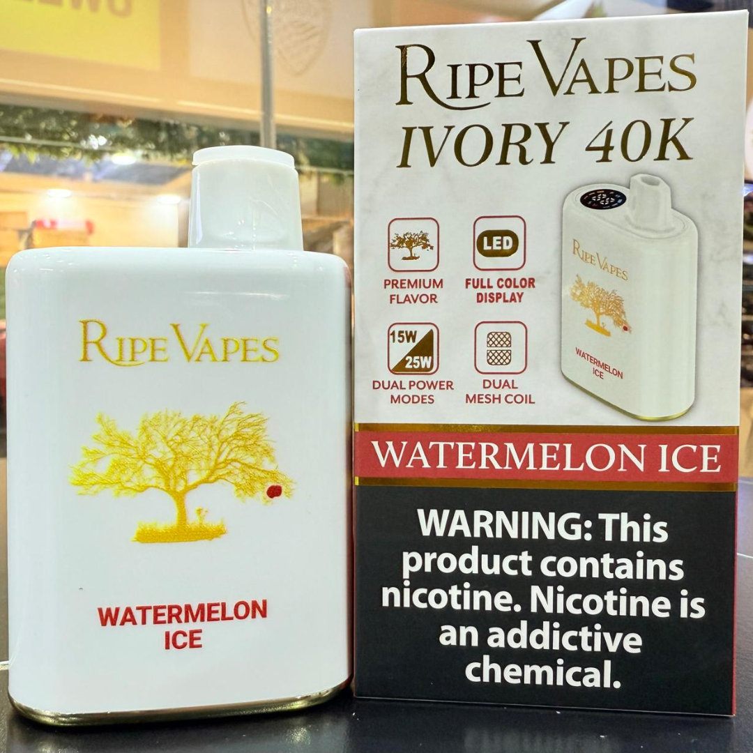 Ripe Vapes IVORY 40K — Watermelon Ice 40,000 puffs disposable vape, fast UAE shipping to Dubai & Abu Dhabi